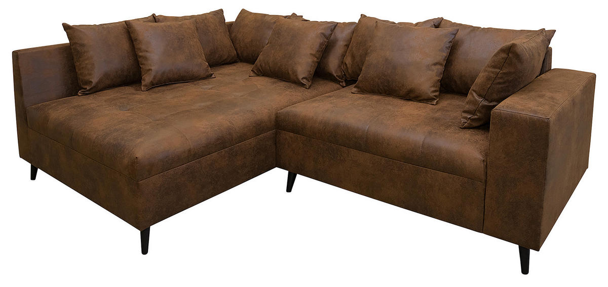 KUTNA GARNITURA tekstil  smeđa   - crna/smeđa, Design, tekstil/drvo (174/247cm) - MID.YOU