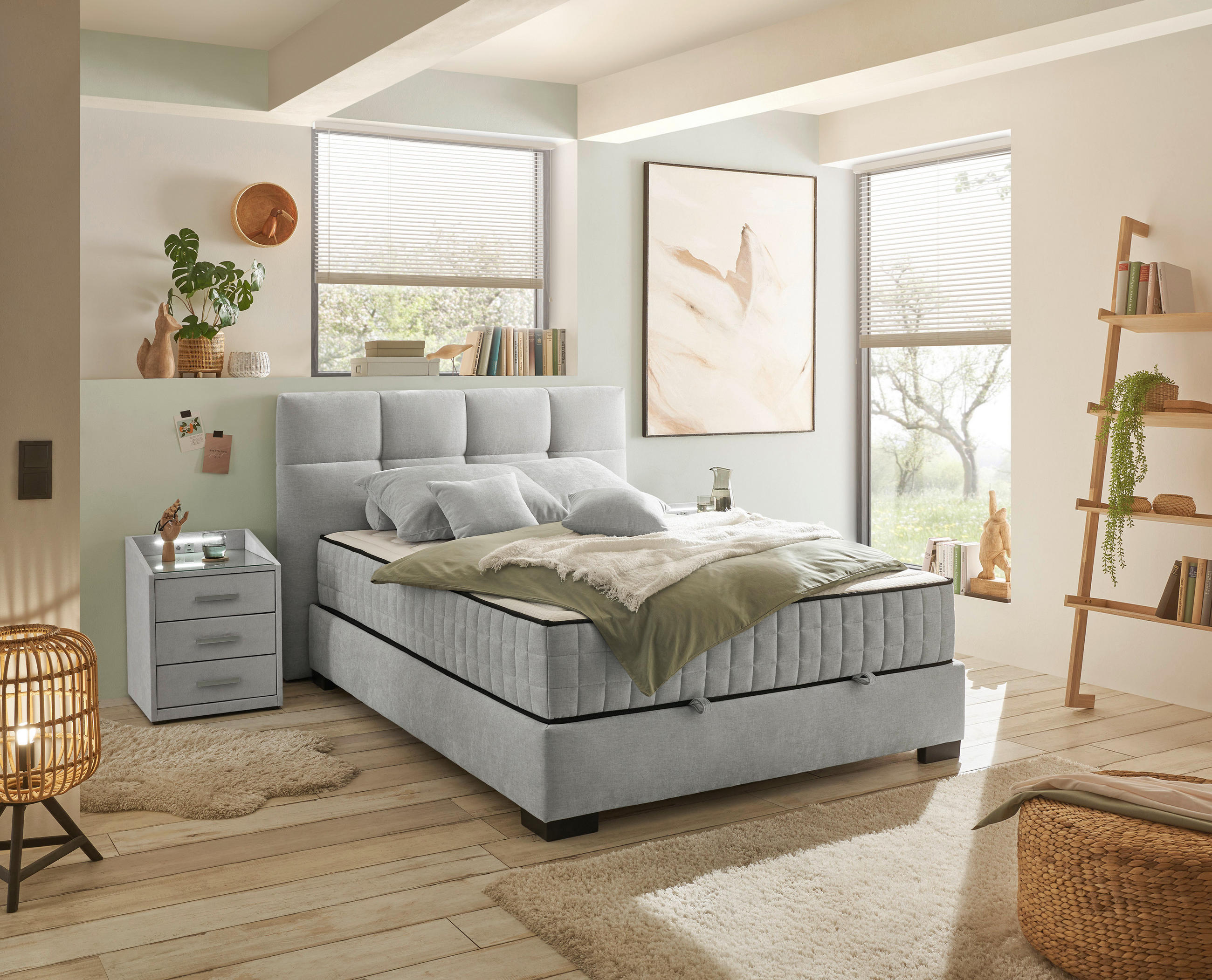 BOXBETT 120/200 cm  in Hellgrau  - Hellgrau/Schwarz, Modern, Holzwerkstoff/Kunststoff (120/200cm) - MID.YOU