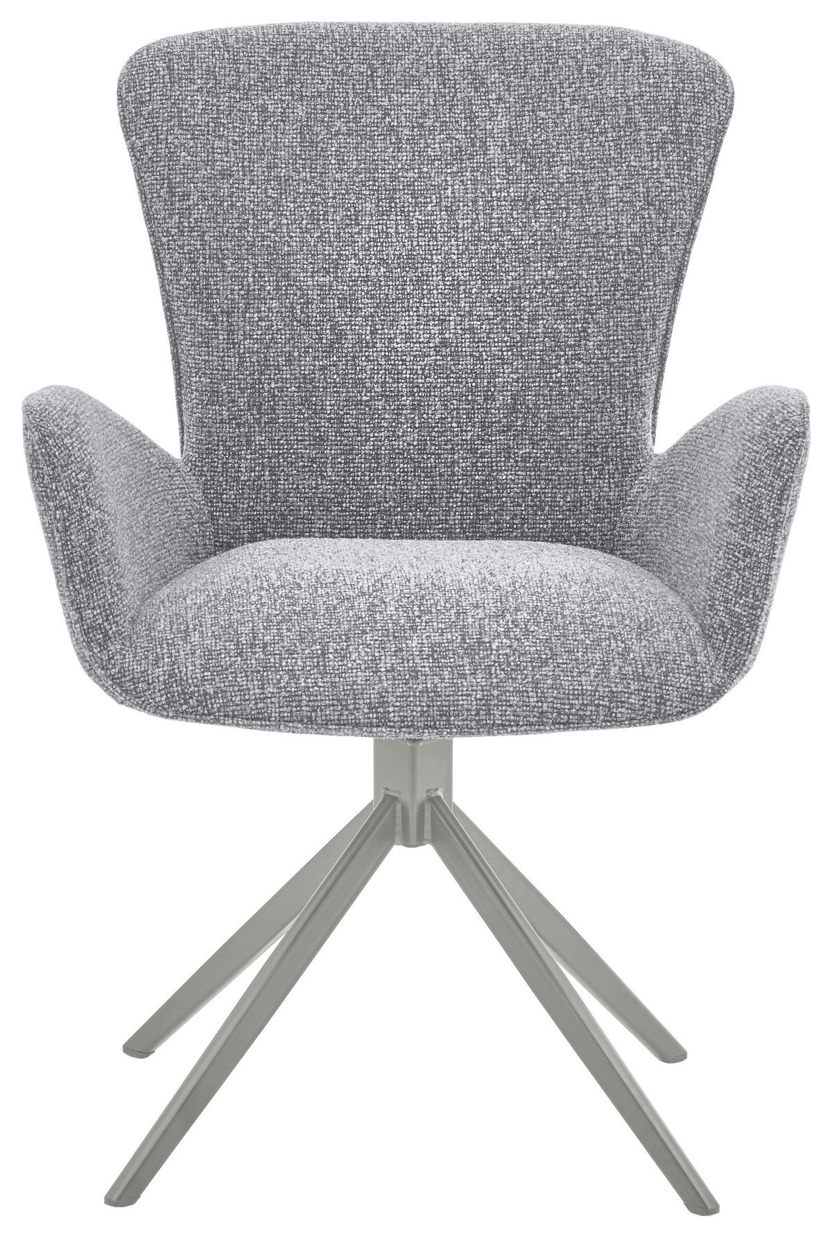 ARMLEHNSTUHL  in Eisen Jacquard, Flachgewebe  - Grau, Design, Textil/Metall (63/92/63cm) - Valdera