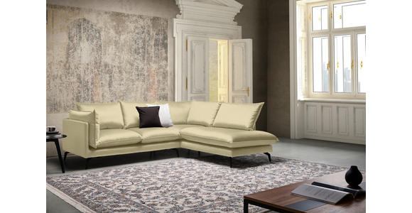 ECKSOFA in Samt Beige  - Beige/Schwarz, Design, Textil/Metall (241/200cm) - Carryhome