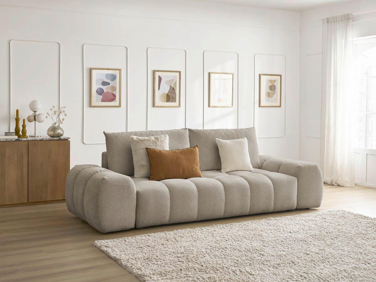 SCHLAFSOFA Flachgewebe Taupe  - Taupe/Schwarz, MODERN, Kunststoff/Textil (278/115/90cm)