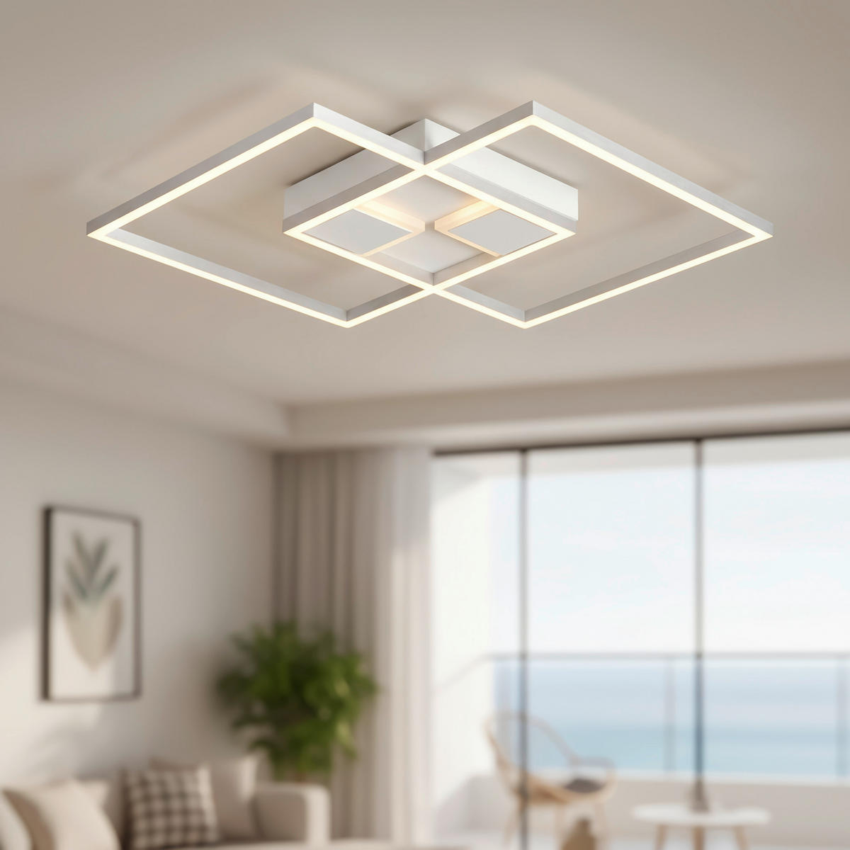LED PLAFONJERA Alexandria  - bela, Osnovno, metal/plastika (42/42/4,5cm) - Boxxx