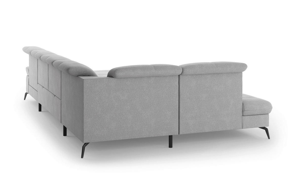 WOHNLANDSCHAFT in Flachgewebe Hellgrau  - Hellgrau/Schwarz, Konventionell, Textil/Metall (231/357/185cm) - Sit & More