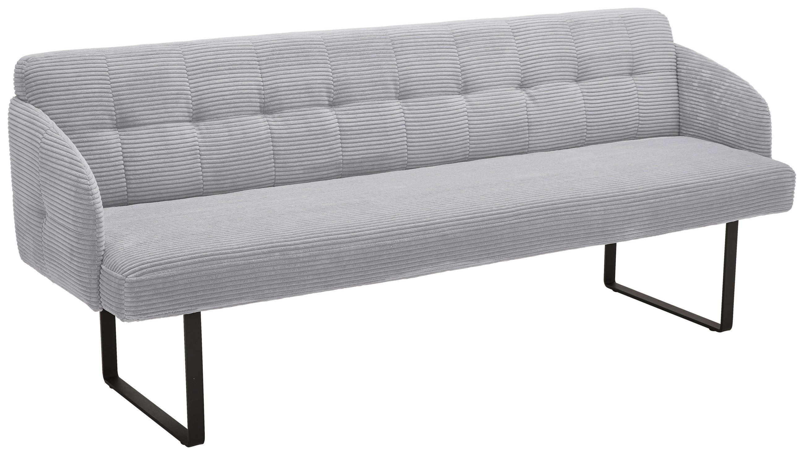 SITZBANK 217/85/69 cm Cord Hellgrau Metall  - Hellgrau/Schwarz, Design, Textil/Metall (217/85/69cm) - Musterring