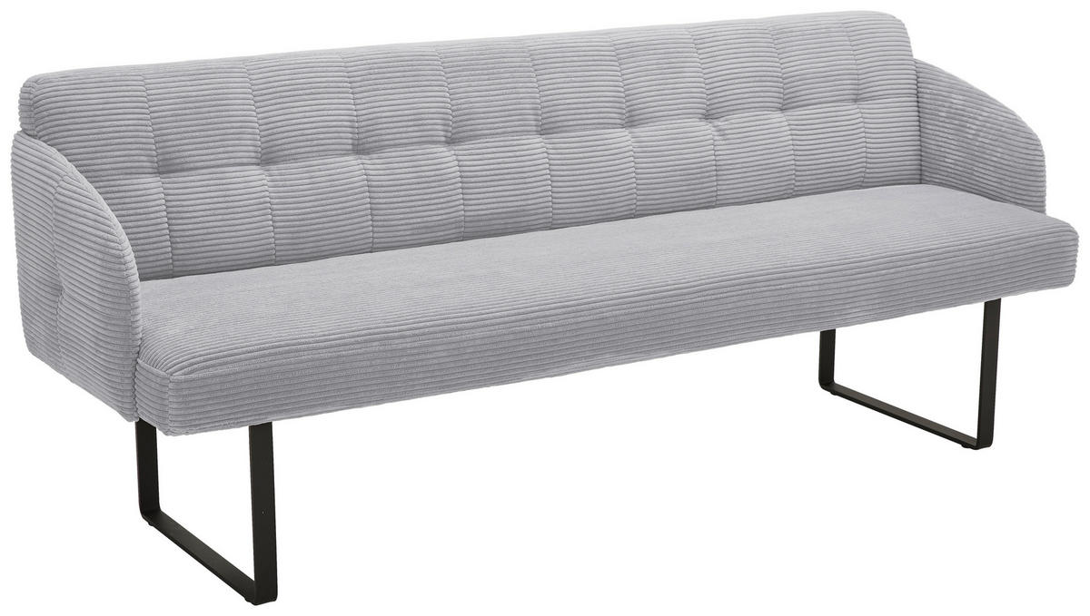 SITZBANK 217/85/69 cm Cord Hellgrau Metall  - Hellgrau/Schwarz, Design, Textil/Metall (217/85/69cm) - Musterring