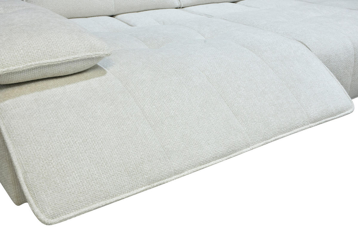 ECKSOFA Creme Chenille  - Creme/Schwarz, Design, Kunststoff/Textil (314/162cm) - Livetastic