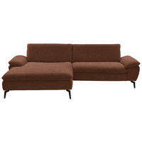 ECKSOFA in Webstoff Rostfarben  - Rostfarben/Schwarz, Design, Textil/Metall (197/295cm) - Valdera