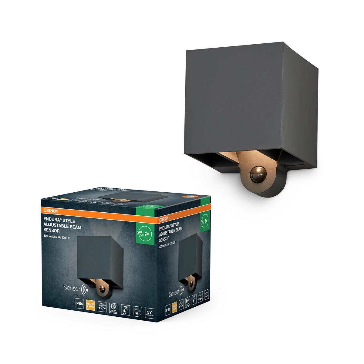 LED-AUßENLEUCHTE 10/9,7/12,6 cm   - Dunkelgrau, Basics, Glas/Kunststoff (10/9,7/12,6cm) - Osram