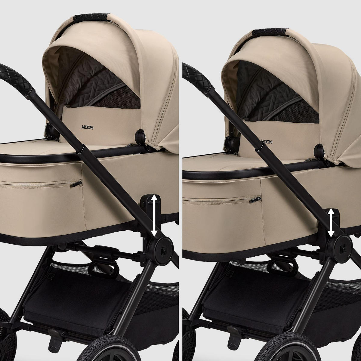 KINDERWAGENSET  GIO FOLD SET AIR  sand  - Sandfarben/Schwarz, Basics, Textil/Metall (120/58/92cm) - Moon Edition