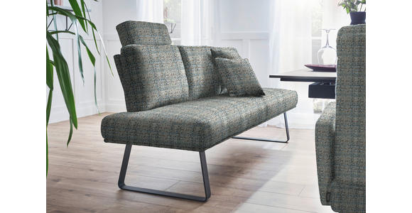 SITZBANK 209/92/78 cm in Blau, Schwarz, Olivgrün - Blau/Schwarz, Design, Textil/Metall (209/92/78cm) - Dieter Knoll