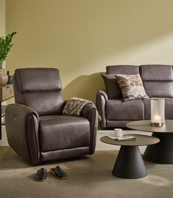 RELAXFÅTÖLJ i textil, metall, trä brun  - brun, Klassisk, metall/trä (102/91/99cm) - Best Price