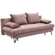 SCHLAFSOFA in Samt Altrosa  - Schwarz/Altrosa, Design, Textil/Metall (205/79-96/85cm) - Novel