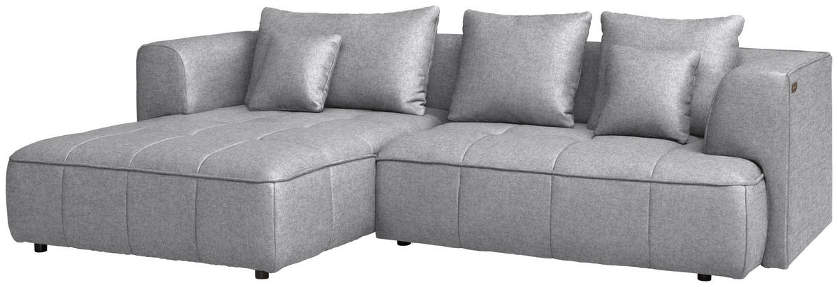 ECKSOFA Webstoff Hellgrau  - Hellgrau/Schwarz, Design, Kunststoff/Textil (188/288cm) - Welnova