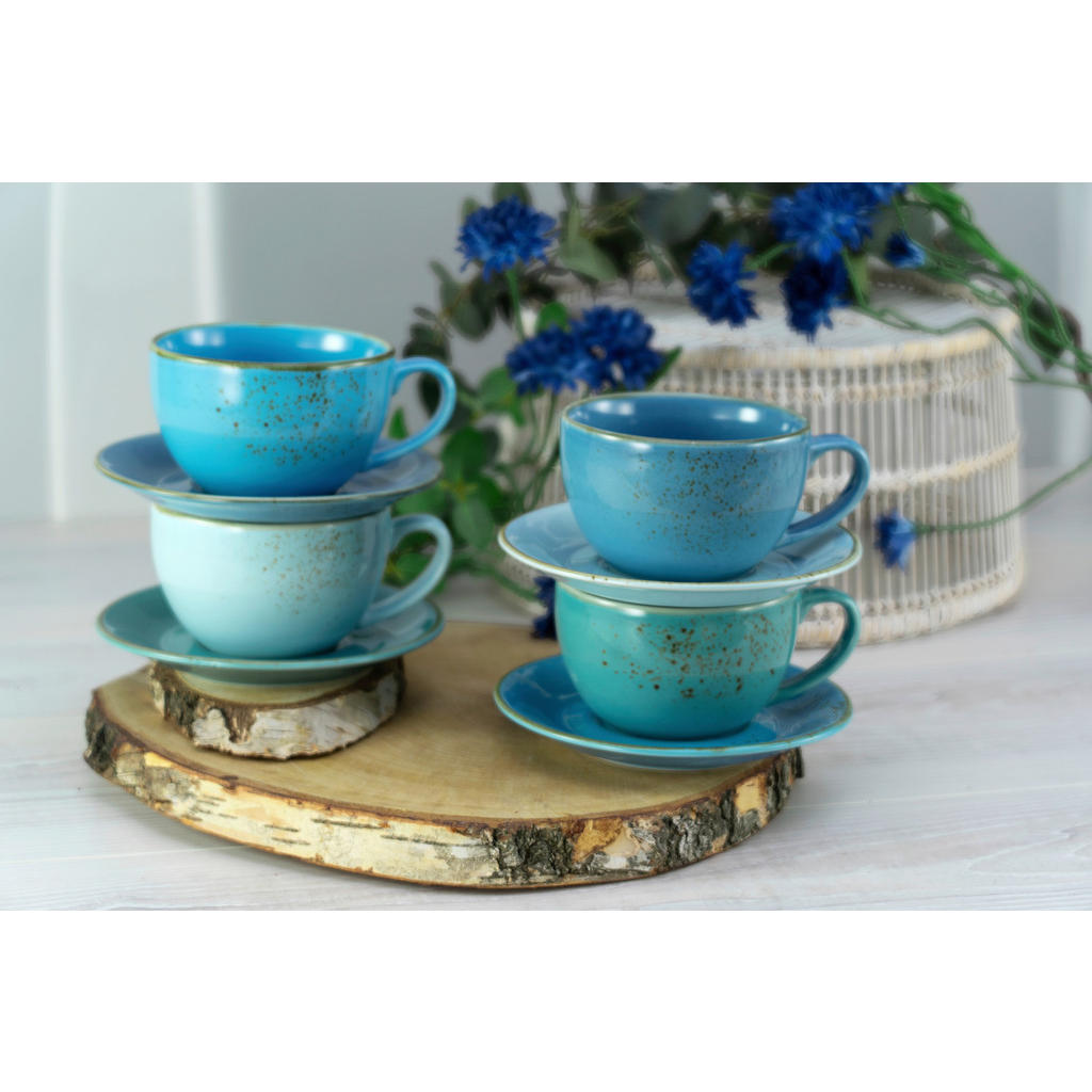 Thumbnail - Creatable Tassenset Nature Collection Aqua, Blau, Gold, Keramik, 8-teilig, 300 ml, 30x22x30 cm, Kaffee & Tee, Tassen, Ka...