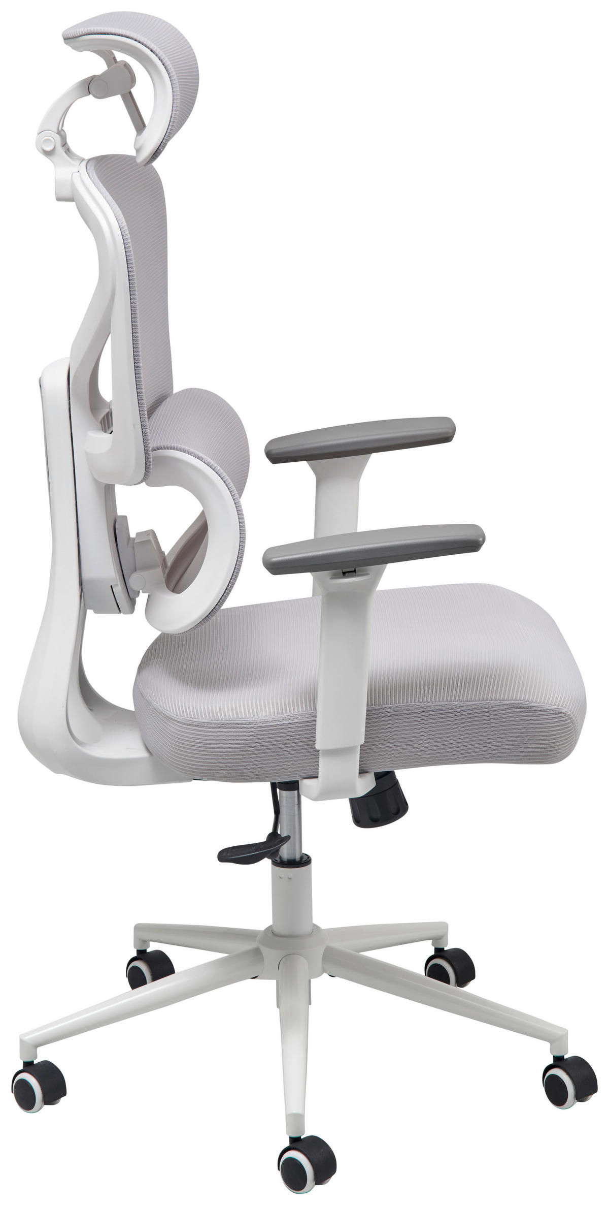 OTOČNÁ ŽIDLE, síťovina, šedá - bílá/šedá, Lifestyle, kov/dřevo (66/125-133/61cm) - MID.YOU
