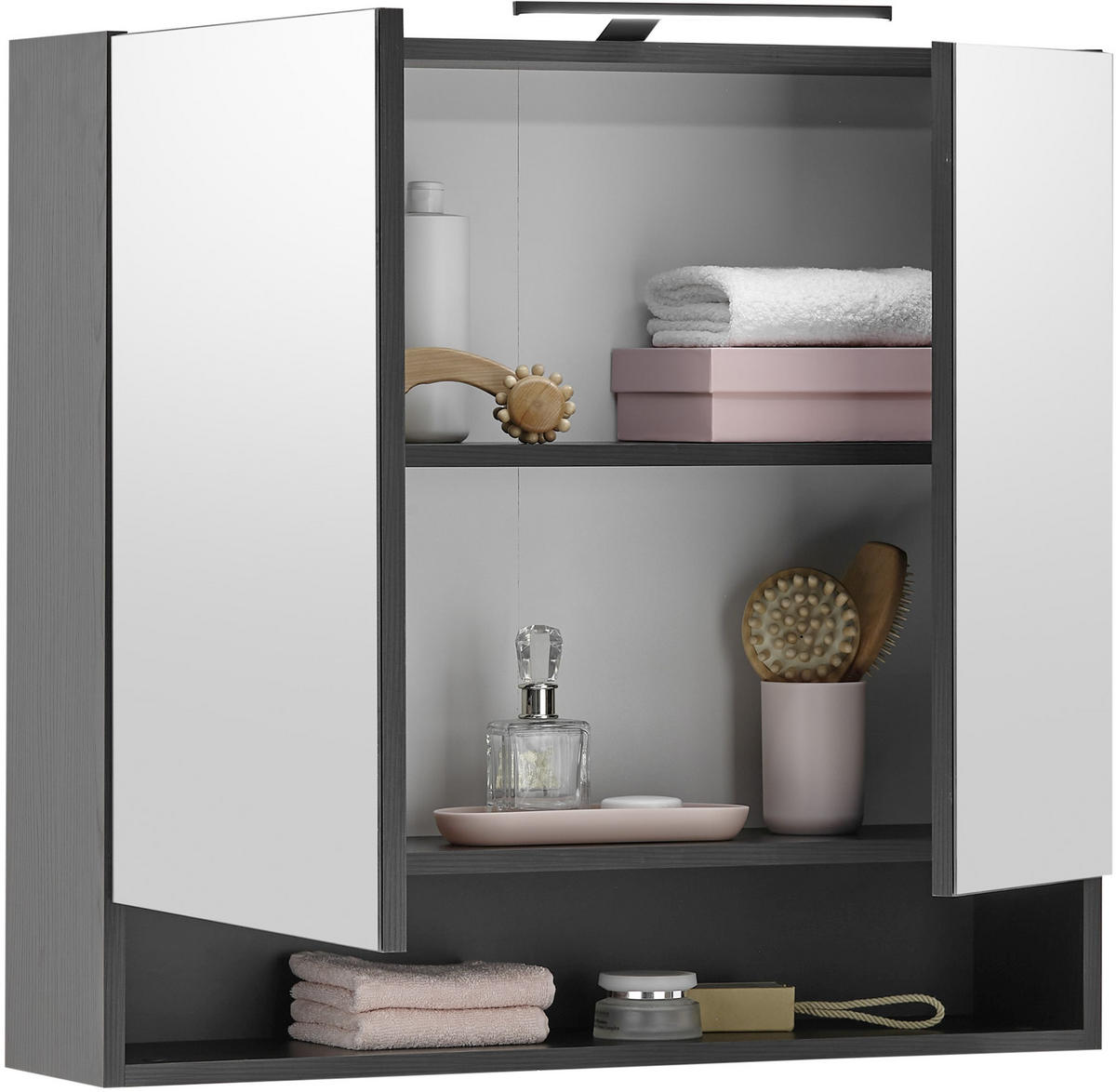 SPIEGELSCHRANK 80/75/22 cm  - Schwarz, KONVENTIONELL, Glas/Holzwerkstoff (80/75/22cm) - Xora