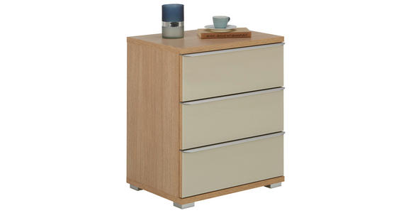 NACHTKÄSTCHEN in Eichefarben, Sandfarben - Sandfarben/Eichefarben, Design, Glas/Holzwerkstoff (51/40/62cm) - Moderano