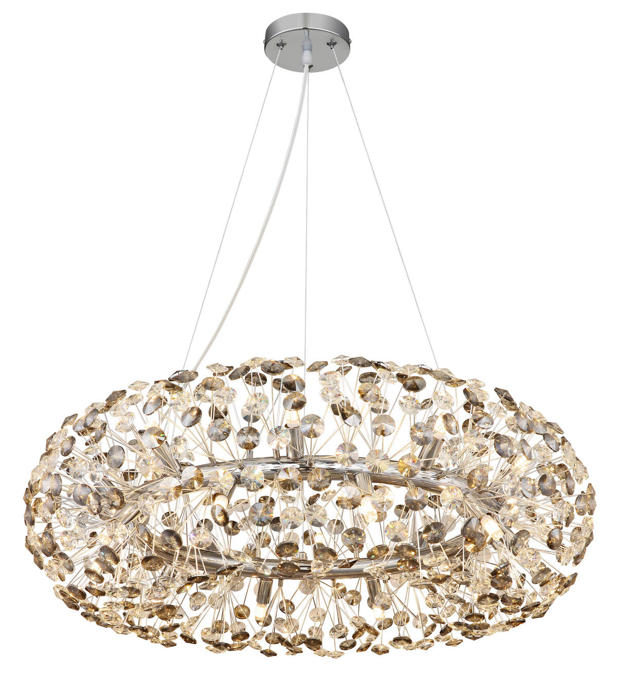 KŘIŠŤÁLOVÉ ZÁVĚSNÉ SVÍTIDLO, 80/150 cm  - šedá/průhledné, Lifestyle, kov/plast (80/150cm) - Globo