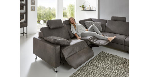 ECKSOFA in Mikrofaser Anthrazit 242/275 cm - Anthrazit/Alufarben, Design, Textil/Metall (242/275cm) - Dieter Knoll