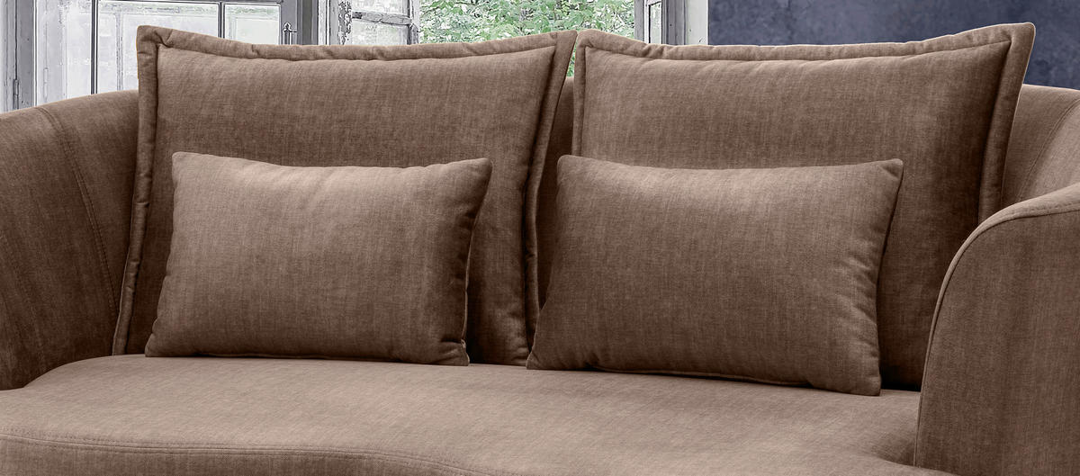 2-SITZER-SOFA in Velours Hellbraun  - Hellbraun/Schwarz, Modern, Textil/Metall (179/85/101cm) - Livetastic