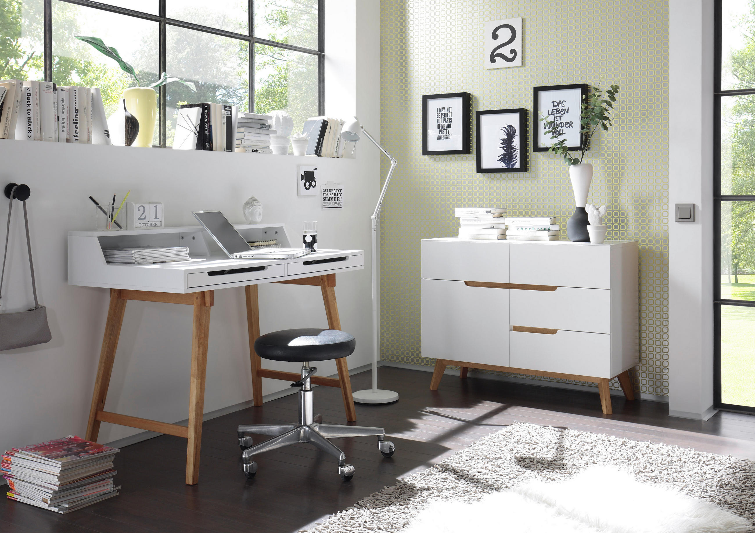 KOMMODE Cervo  in 97/76/40 cm  - Eichefarben/Weiß, Design, Holz/Holzwerkstoff (97/76/40cm)