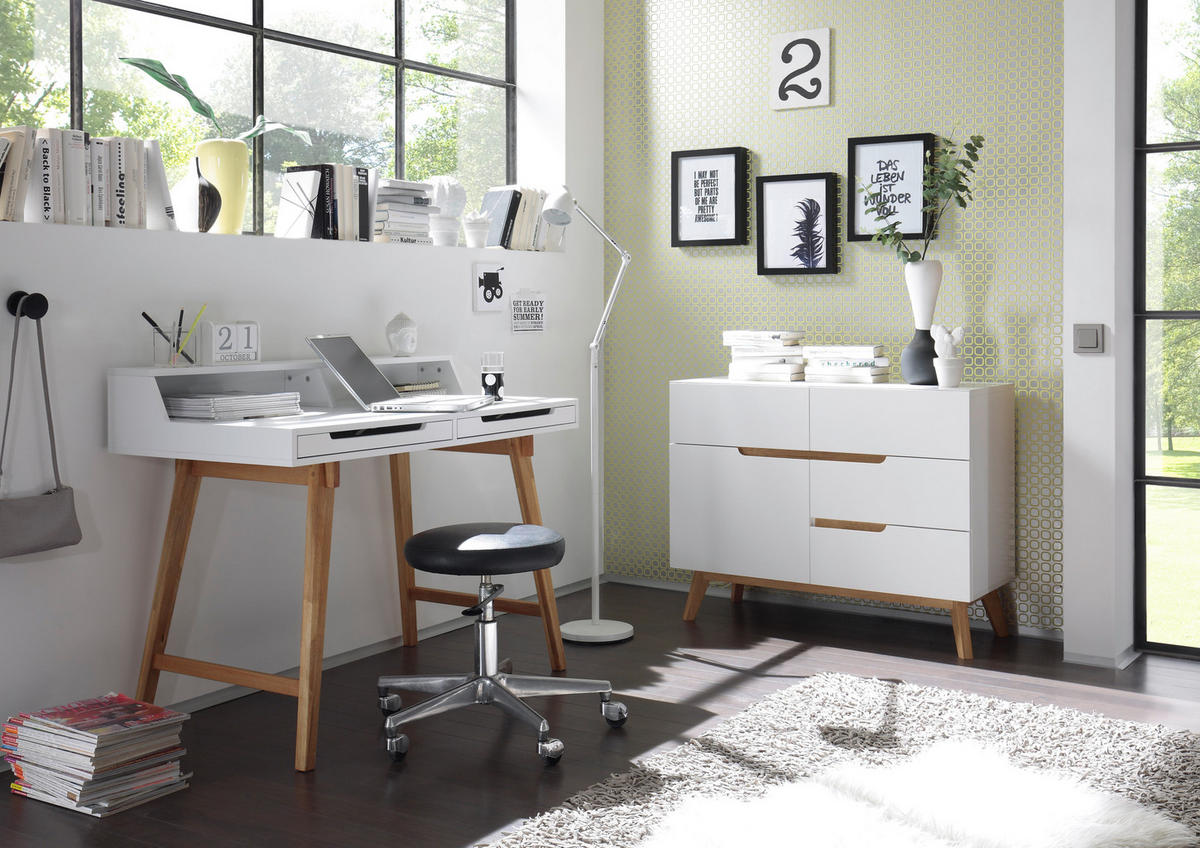 KOMMODE Cervo  in 97/76/40 cm  - Eichefarben/Weiß, Design, Holz/Holzwerkstoff (97/76/40cm)