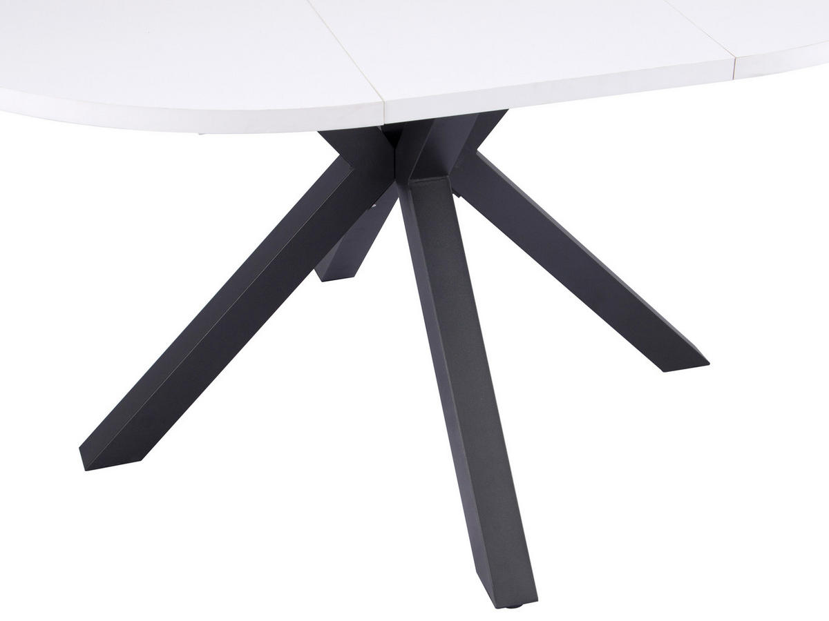 ESSTISCH 110/150/110/76 cm Nachbildung  Metall, Holzwerkstoff ausziehbar oval Schwarz, Weiß  - Schwarz/Weiß, MODERN, Holzwerkstoff/Metall (110/150/110/76cm) - Livetastic