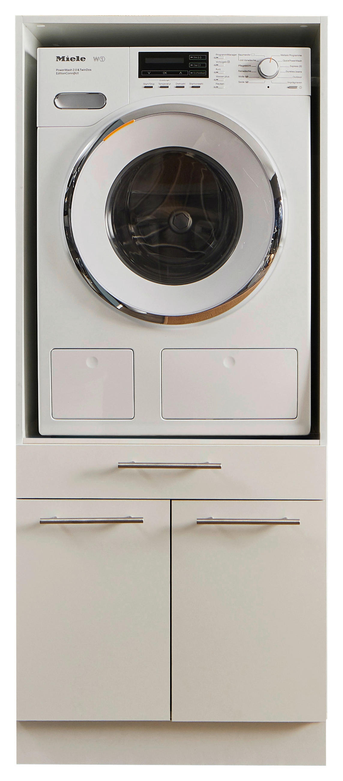 WASCHMASCHINENSCHRANK 67,5/162/67,5 cm  in Weiß  - Silberfarben/Schwarz, Design, Holzwerkstoff/Kunststoff (67,5/162/67,5cm)