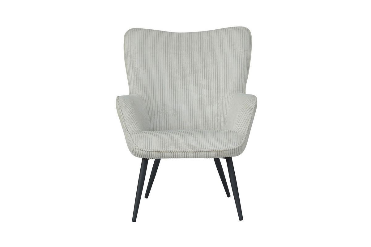 SESSEL in Cord Elfenbein  - Elfenbein/Schwarz, Basics, Textil/Metall (72/97/80cm) - MID.YOU