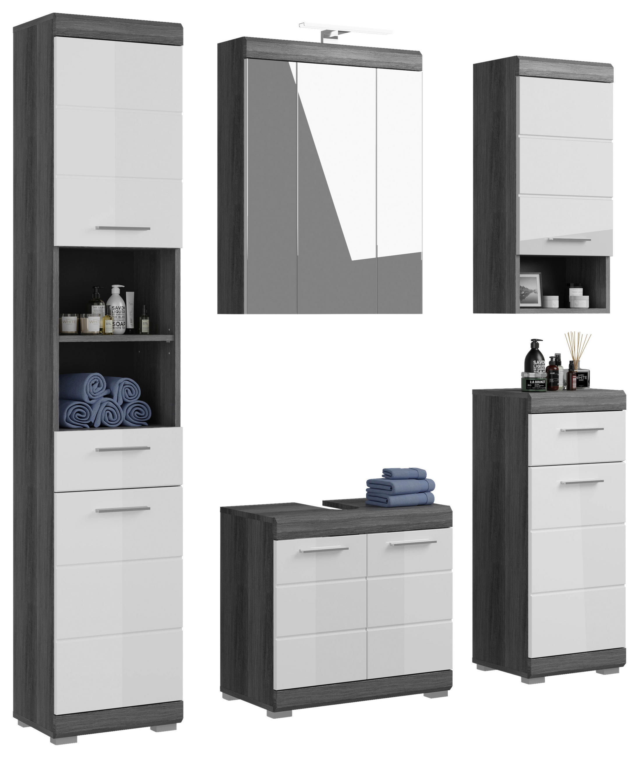 BADEZIMMER 5-teilig  in 134 cm  - MODERN, Holzwerkstoff/Kunststoff (134cm) - MID.YOU