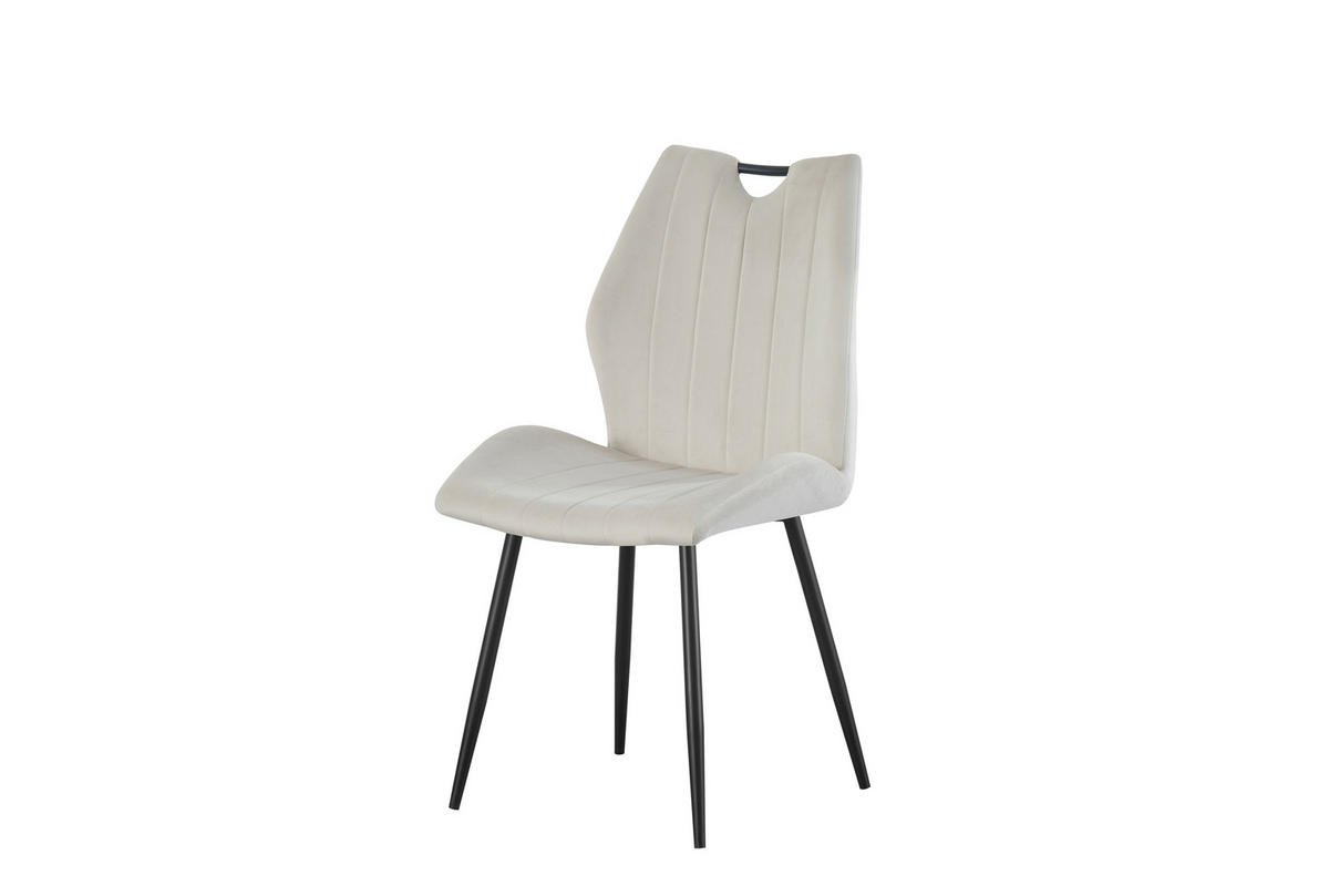 STUHL-SET 2 Stück  in Webstoff  - Creme/Schwarz, MODERN, Textil/Metall (52/75/58cm) - MID.YOU