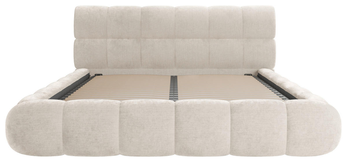 POLSTERBETT 180/200 cm,  in Beige, Lattenrost, Bettkasten,  - Beige/Schwarz, Design, Holz/Textil (180/200cm) - Chameo