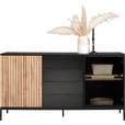 SIDEBOARD  in 153,6/83/38 cm  - Eiche Wotan/Schwarz, KONVENTIONELL, Glas/Holzwerkstoff (153,6/83/38cm) - Xora