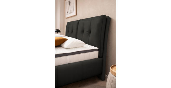 POLSTERBETT Matratze, Lattenrost, Topper Anthrazit 160/200 cm  - Anthrazit/Schwarz, KONVENTIONELL, Leder/Holz (160/200cm) - Novel