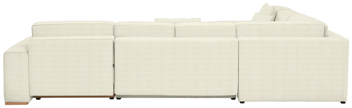 WOHNLANDSCHAFT in Cord Creme  - Buchefarben/Creme, Konventionell, Holz/Kunststoff (283/371/208cm) - Livetastic