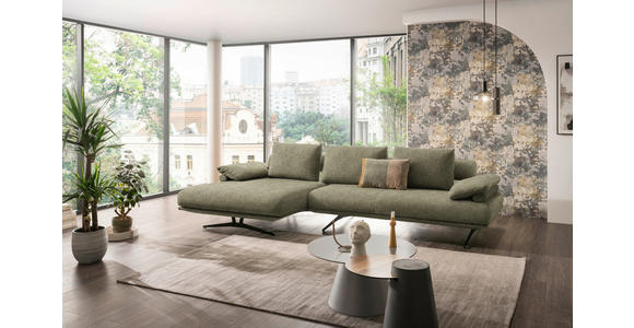 ECKSOFA in Chenille Hellgrün 168/334 cm - Schwarz/Hellgrün, Design, Textil/Metall (168/334cm) - Dieter Knoll