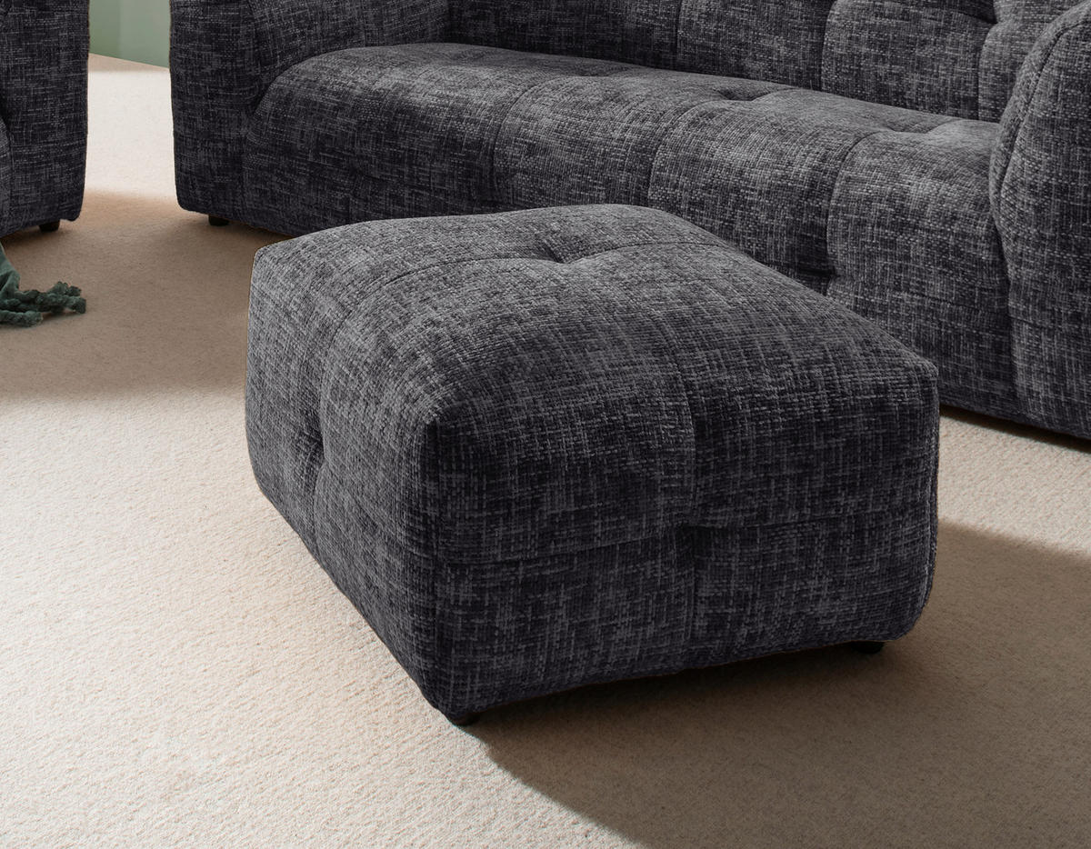 HOCKER in Textil Schwarz  - Schwarz, Design, Kunststoff/Textil (72/44/72cm) - Livetastic
