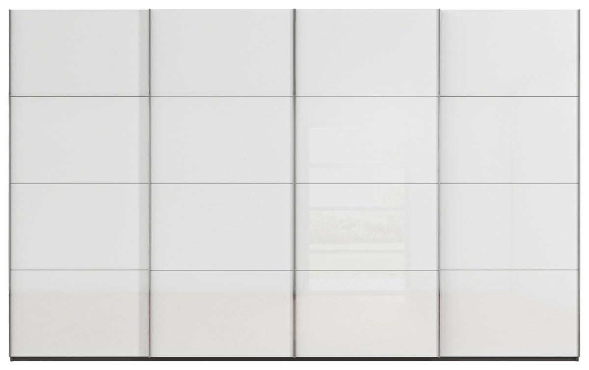 SCHWEBETÜRENSCHRANK 361/223/68 cm 4-türig Graphitfarben, Weiß  - Chromfarben/Graphitfarben, Design, Glas/Holzwerkstoff (361/223/68cm) - Novel