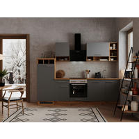 KÜCHENBLOCK 280 cm   Grau, Wildeiche  - Wildeiche/Edelstahlfarben, Basics, Holzwerkstoff/Metall (280cm) - Respekta