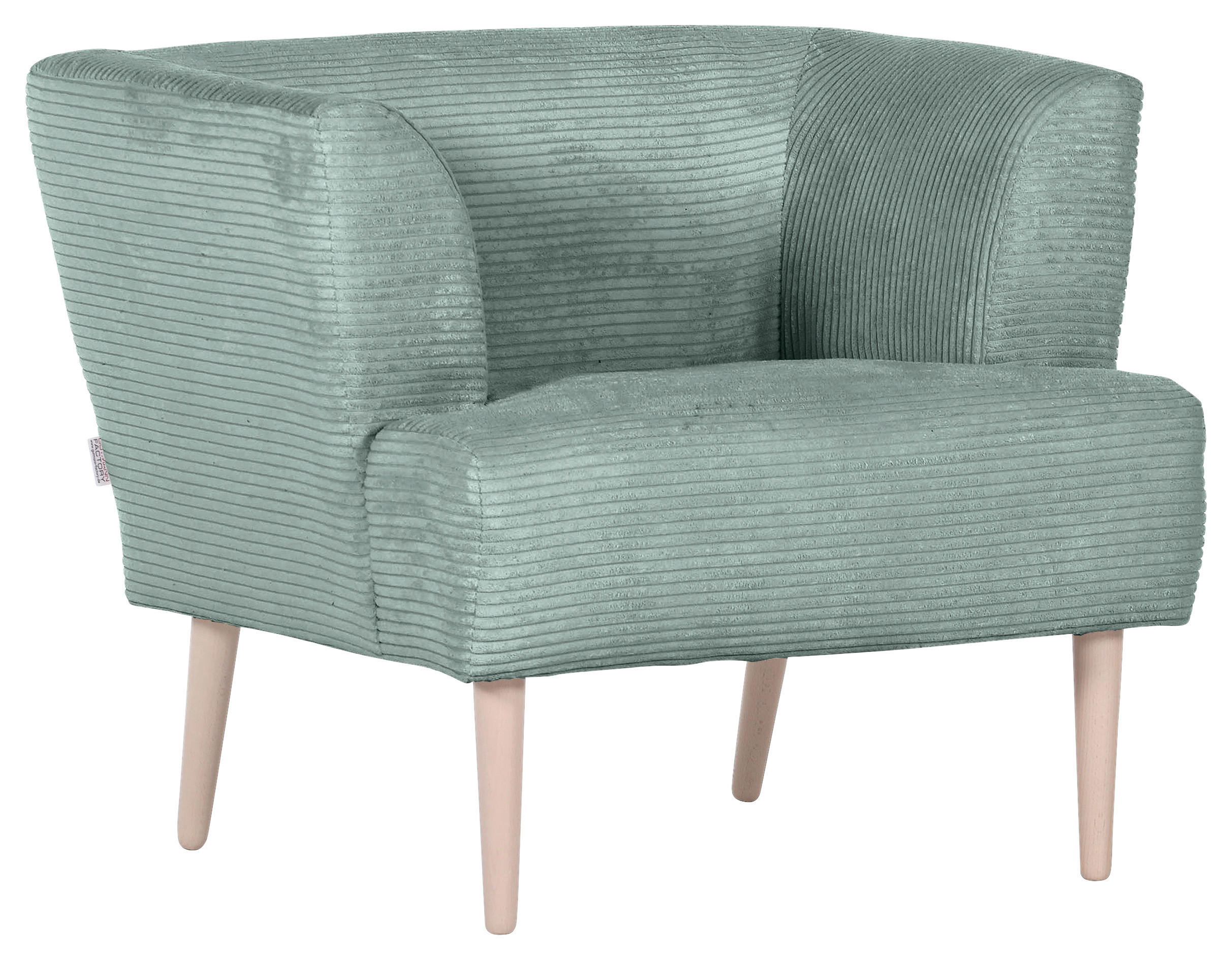 SESSEL in Cord Mintgrün  - Buchefarben/Mintgrün, Design, Holz/Textil (85/71/80cm) - Hom`in