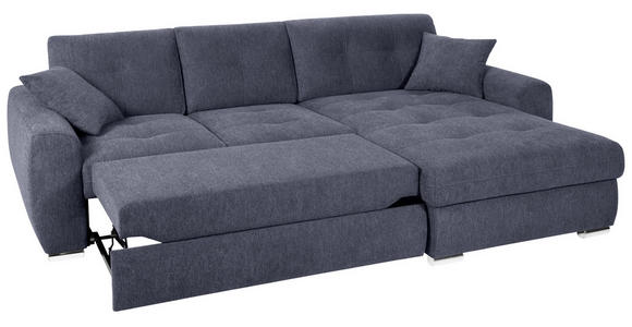 ECKSOFA in Mikrofaser Blau  - Chromfarben/Blau, MODERN, Kunststoff/Textil (276/193cm) - Hom`in