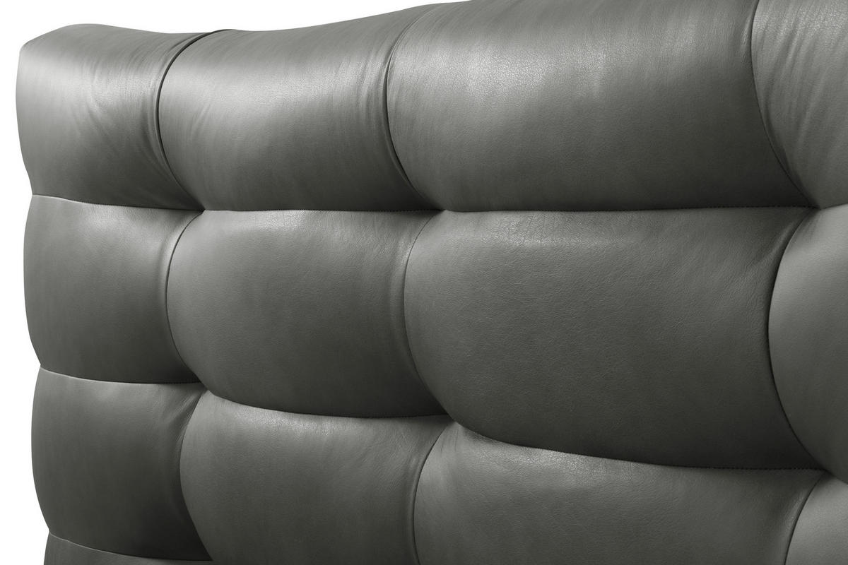 POLSTERBETT gepolstertes Kopfteil Dunkelgrau 180/200 cm  - Dunkelgrau/Schwarz, Design, Leder/Metall (180/200cm) - Esposa