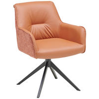 Scaun Cu Brațe din metal, textil, piele, negru, coniac - coniac/negru, Design, metal/textil (61/64/84,5cm) - Valdera