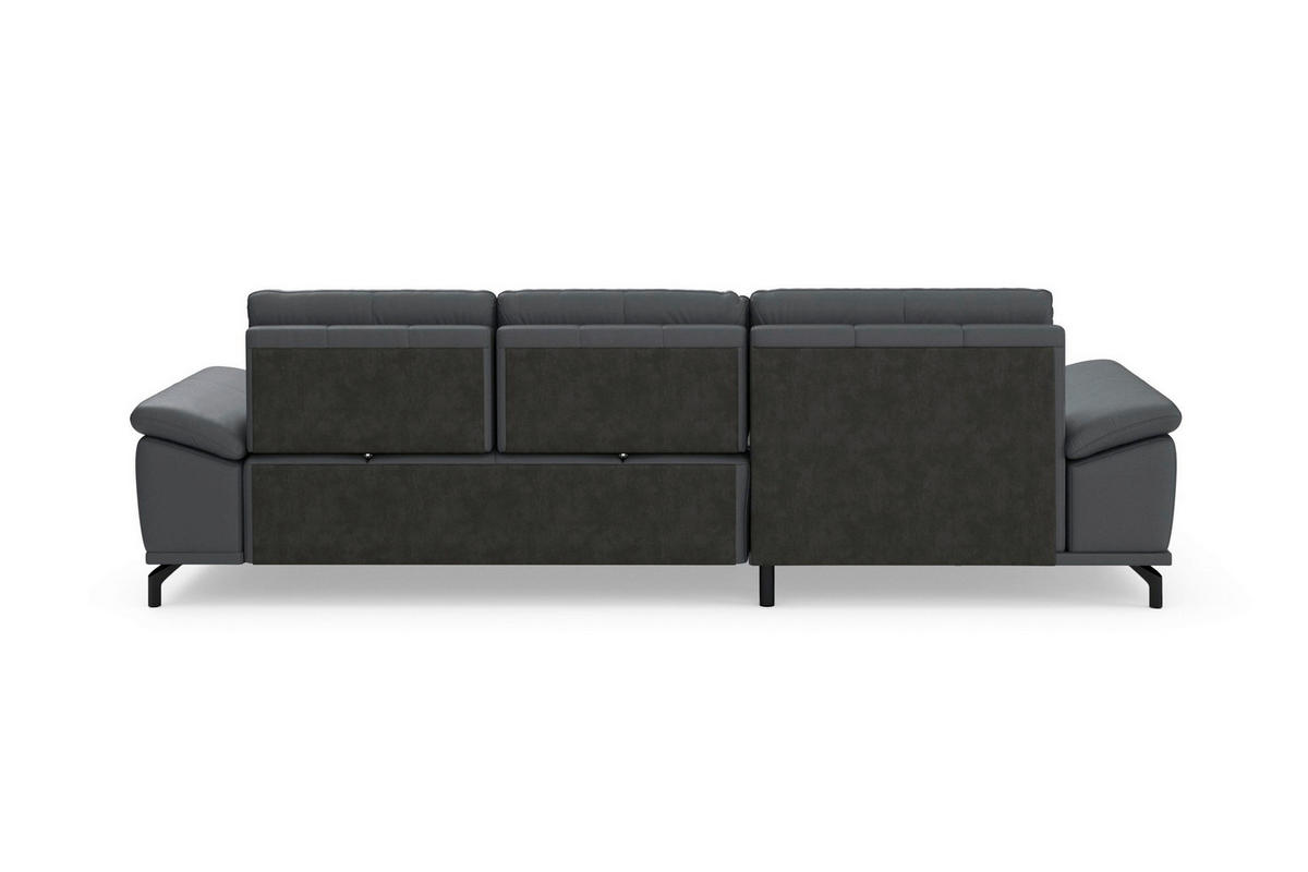ROHOVÁ SEDAČKA, koža, čierna - čierna, Basics, kov/koža (176/301cm) - Sit & More