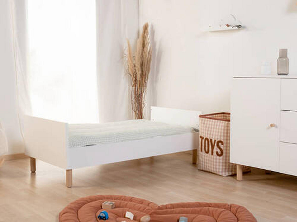 GITTERBETT Wonder White 2in1  145/90/75 cm   - Naturfarben/Weiß, KONVENTIONELL, Holzwerkstoff/Kunststoff (145/90/75cm) - Childhome