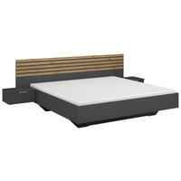 POSTEL S NOČNÍMI STOLKY, 180/200 cm, šedá - šedá, Moderní, kompozitní dřevo (180/200cm) - Rauch Möbel