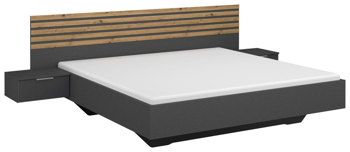 POSTEL S NOČNÍMI STOLKY, 180/200 cm, šedá - šedá, Moderní, kompozitní dřevo (180/200cm) - Rauch Möbel