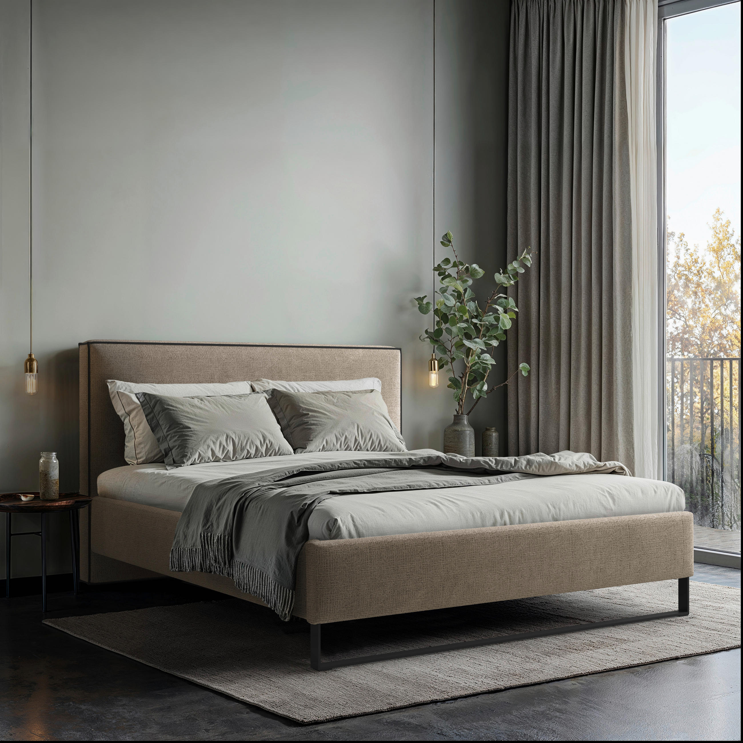 POLSTERBETT gepolstertes Kopfteil, Lattenrost, Bettkasten Braun 180/200 cm  - Schwarz/Braun, MODERN, Holz/Holzwerkstoff (180/200cm) - MID.YOU