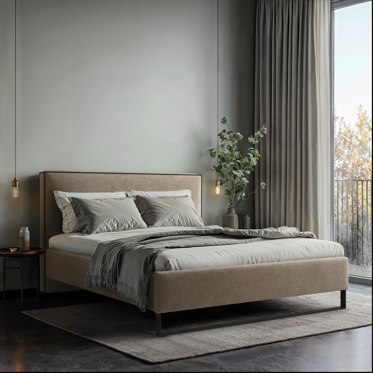 POLSTERBETT gepolstertes Kopfteil, Lattenrost, Bettkasten Braun 180/200 cm  - Schwarz/Braun, MODERN, Holz/Holzwerkstoff (180/200cm) - MID.YOU