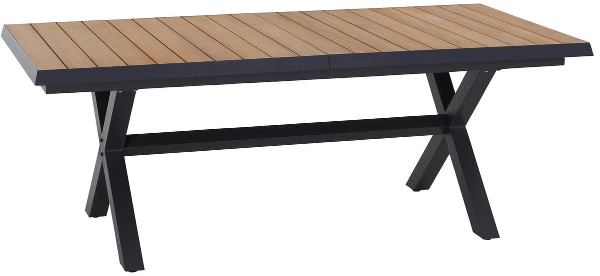 GARTENTISCH 160-200/90/77 cm Metall rechteckig  - Anthrazit/Teakfarben, Basics, Holz/Metall (160-200/90/77cm) - Siena Garden